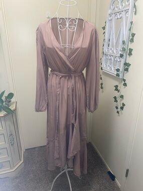 No Boundaries Dusty Mauve Wrap Maxi Dress